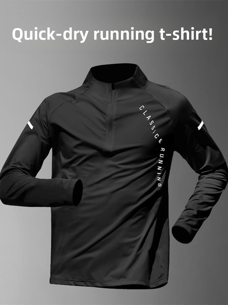 Running Gear Outdoor - Pakaian Latihan Pria Kaos Lengan Panjang