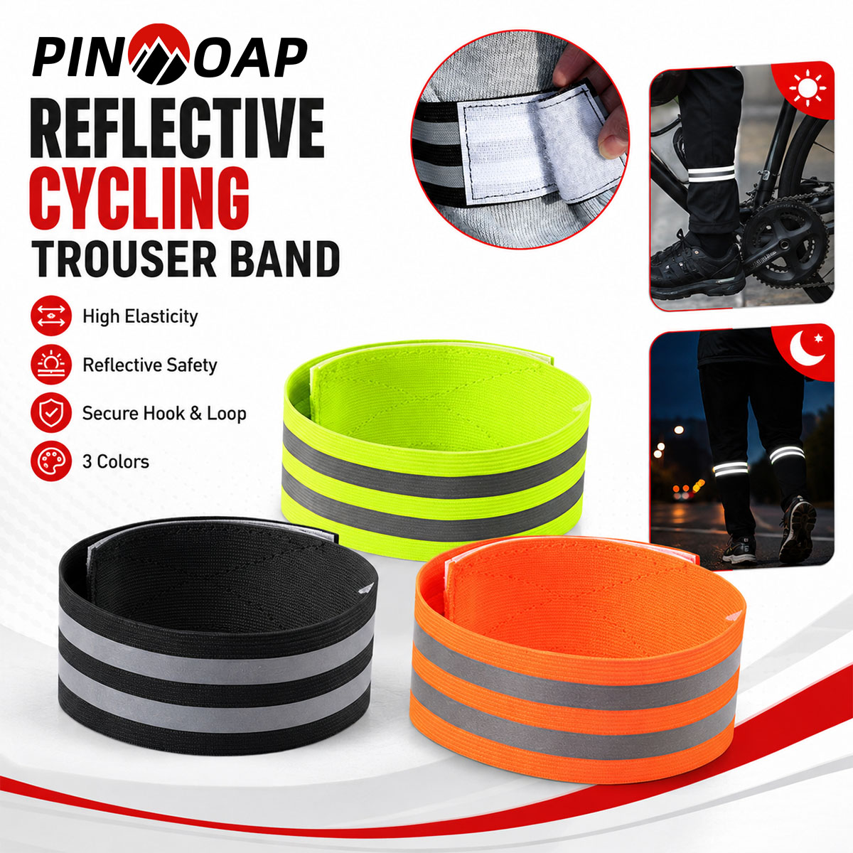 Running Gear Outdoor - PINMOAP 1/2PCS Tali Celana Sepeda Reflektif